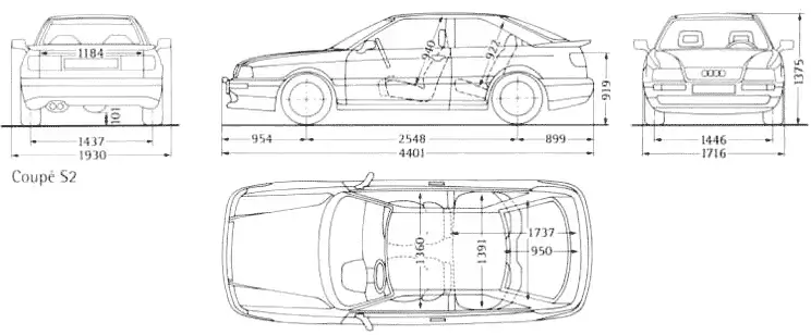 Rozmery Audi S2