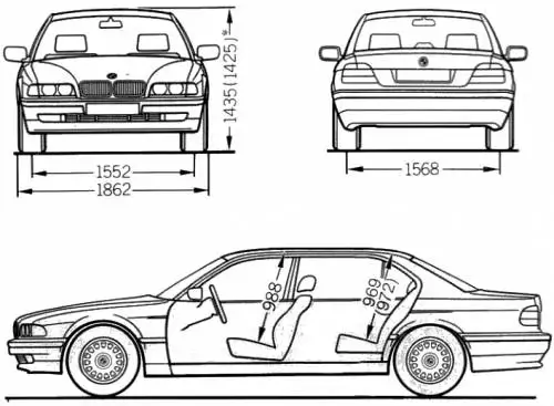 Rozmery BMW E38