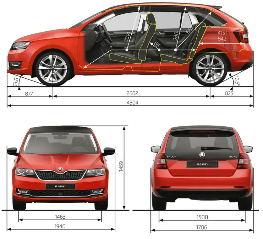 Rozmery Škoda Rapid