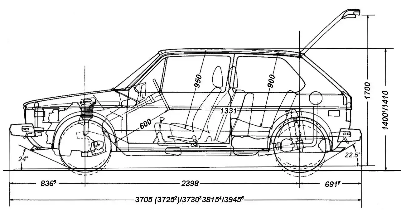 Rozmery Volkswagen Golf 1