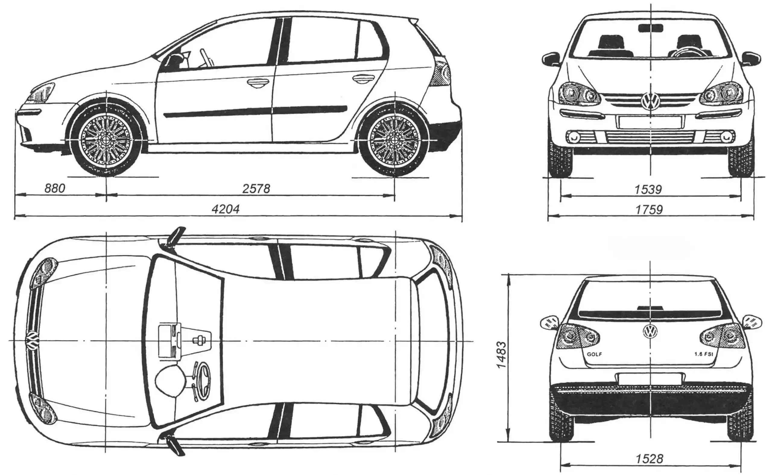 Rozmery Volkswagen Golf 5