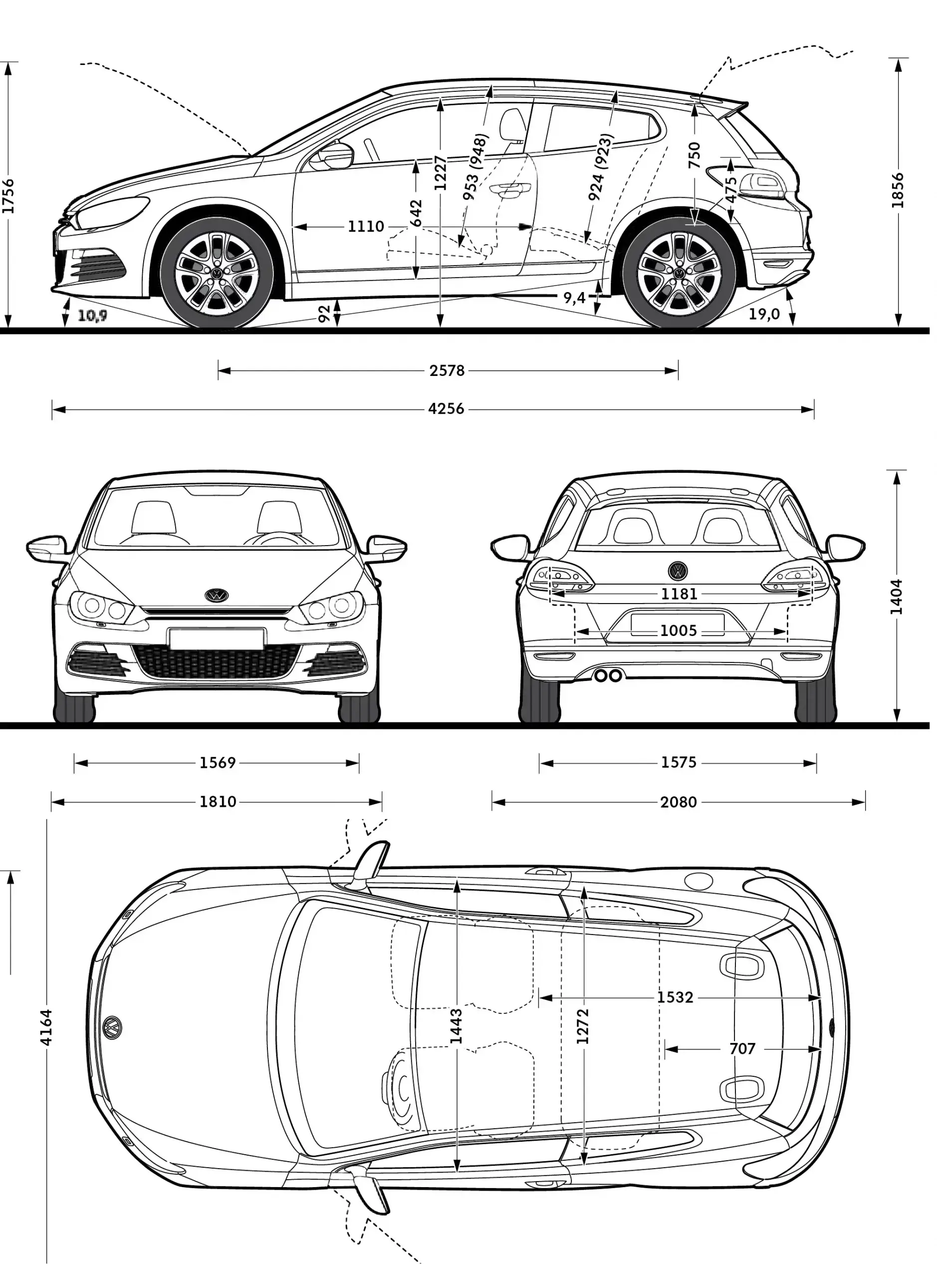 Rozmery Volkswagen Scirocco