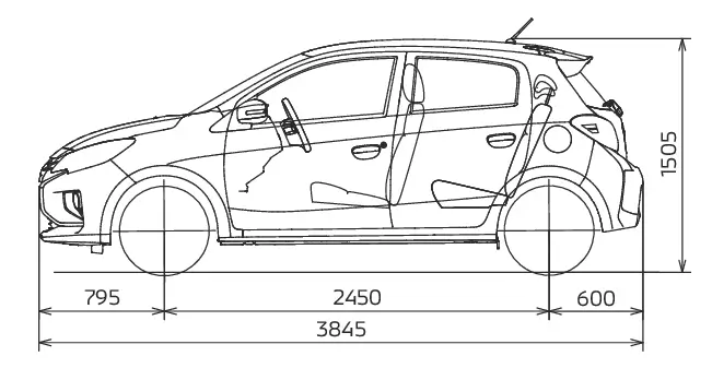 Rozmery Mitsubishi Space Star