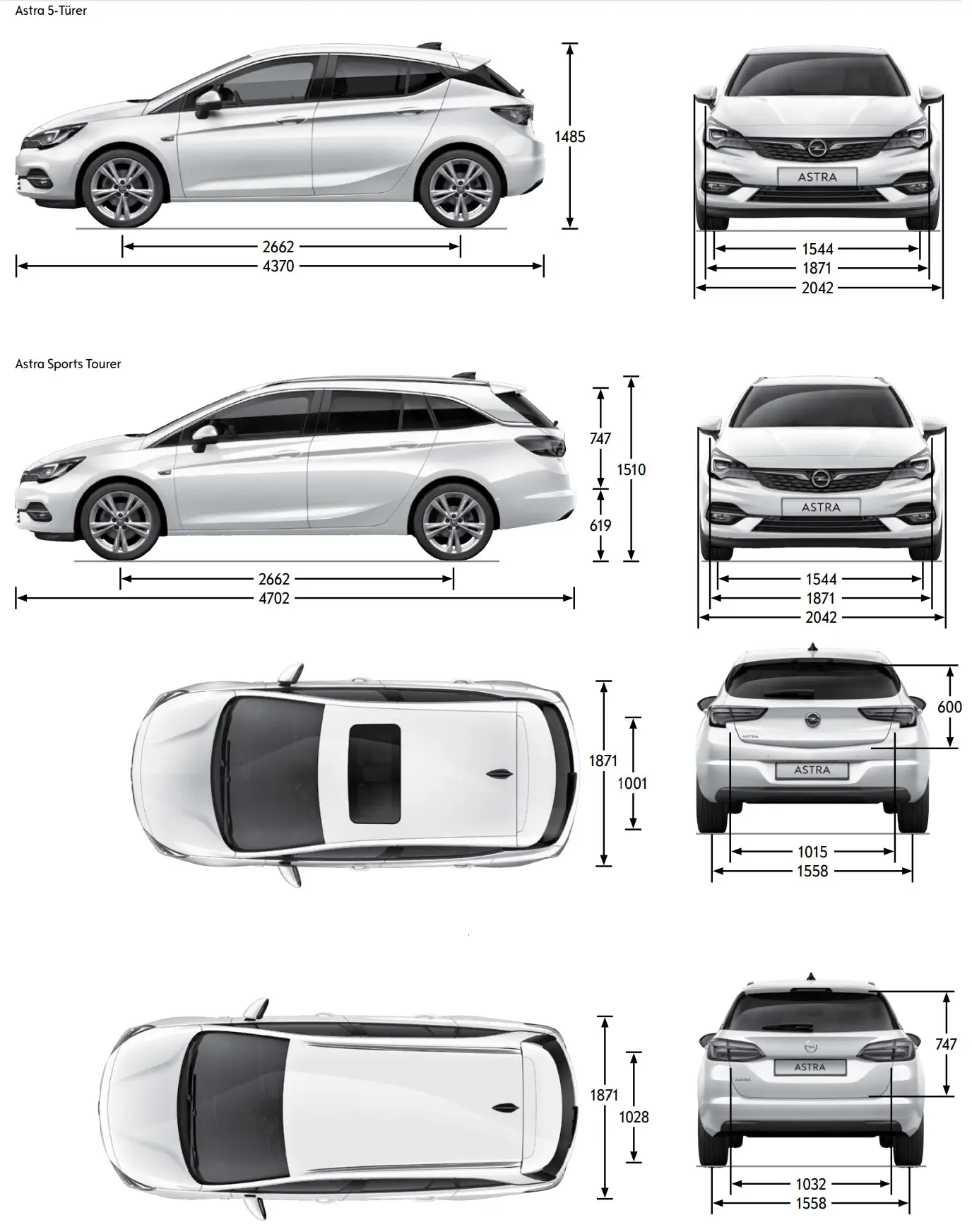 Rozmery Opel Astra