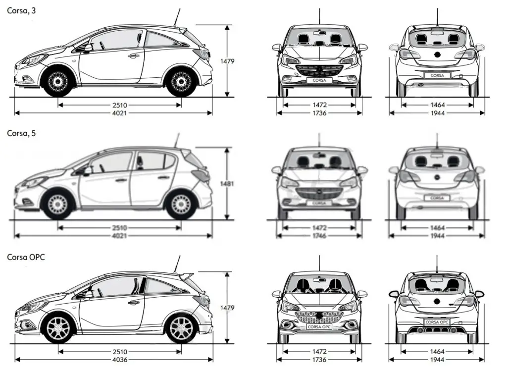 Rozmery Opel Corsa