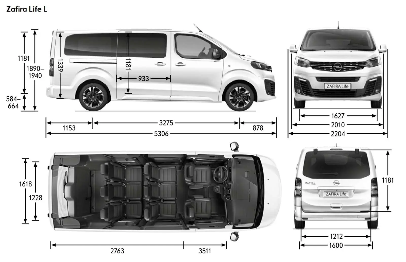 Rozmery Opel Zafira